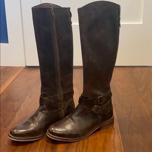 Brown real leather tall boots